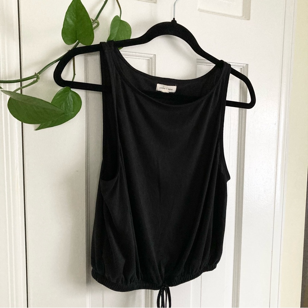 Silence + Noise Black Sleeveless Crop Top w/Drawstring, Women’s Size Small
